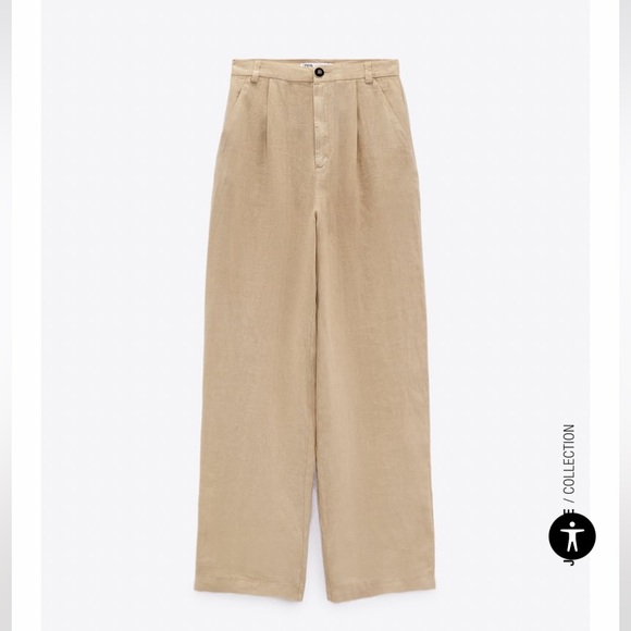 Zara High-Waisted Pleated Wide Leg Linen Pants - Picture 5 of 7